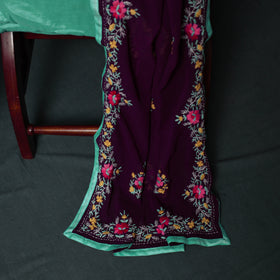 Hand Embroidered Georgette 3pc Unstitched Dress Material Suit Set 45