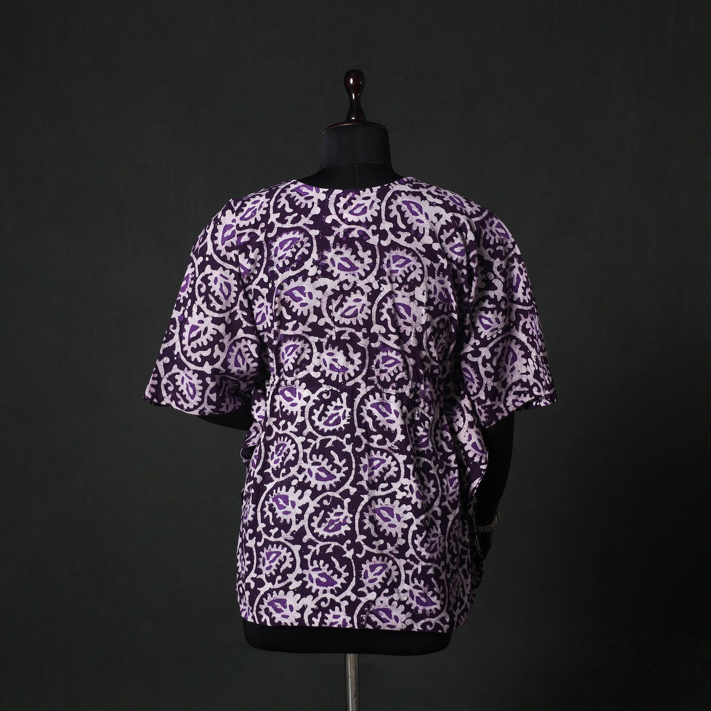 Purple - Hand Block Batik Print Cotton Kaftan (Short) 39
