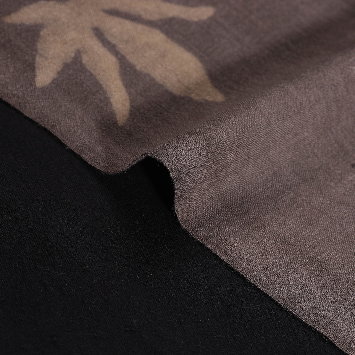Grey - Pure Handwoven Merino Wool Fabric in Akola Block Prints 06