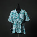 Green - Hand Block Batik Print Cotton Kaftan (Short) 41