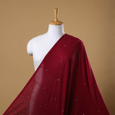 Red Handloom Cotton Bengal Jamdani Fabric