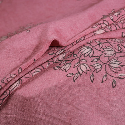 Pink - Pure Handwoven Merino Wool Fabric in Akola Block Prints 05