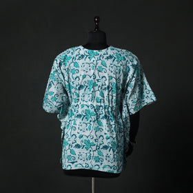 Green - Hand Block Batik Print Cotton Kaftan (Short) 41