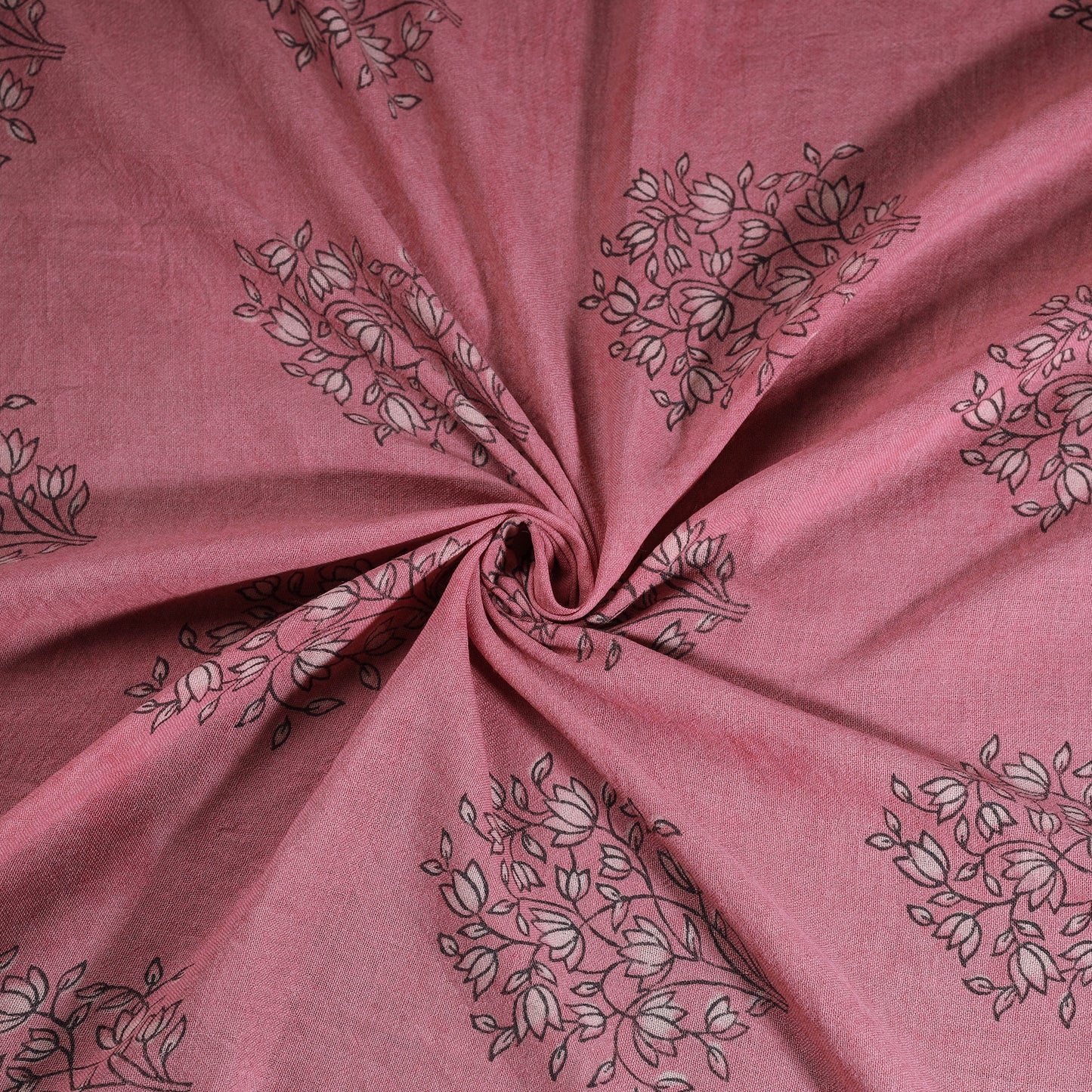 Pink - Pure Handwoven Merino Wool Fabric in Akola Block Prints 05