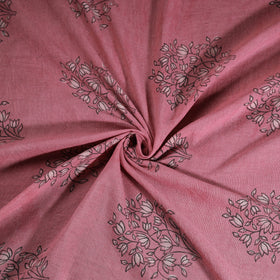 Pink - Pure Handwoven Merino Wool Fabric in Akola Block Prints 05