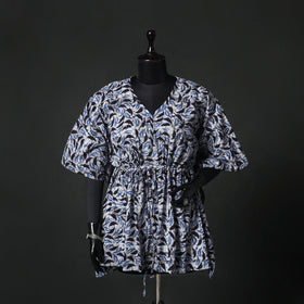Blue - Hand Block Batik Print Cotton Kaftan (Short) 42