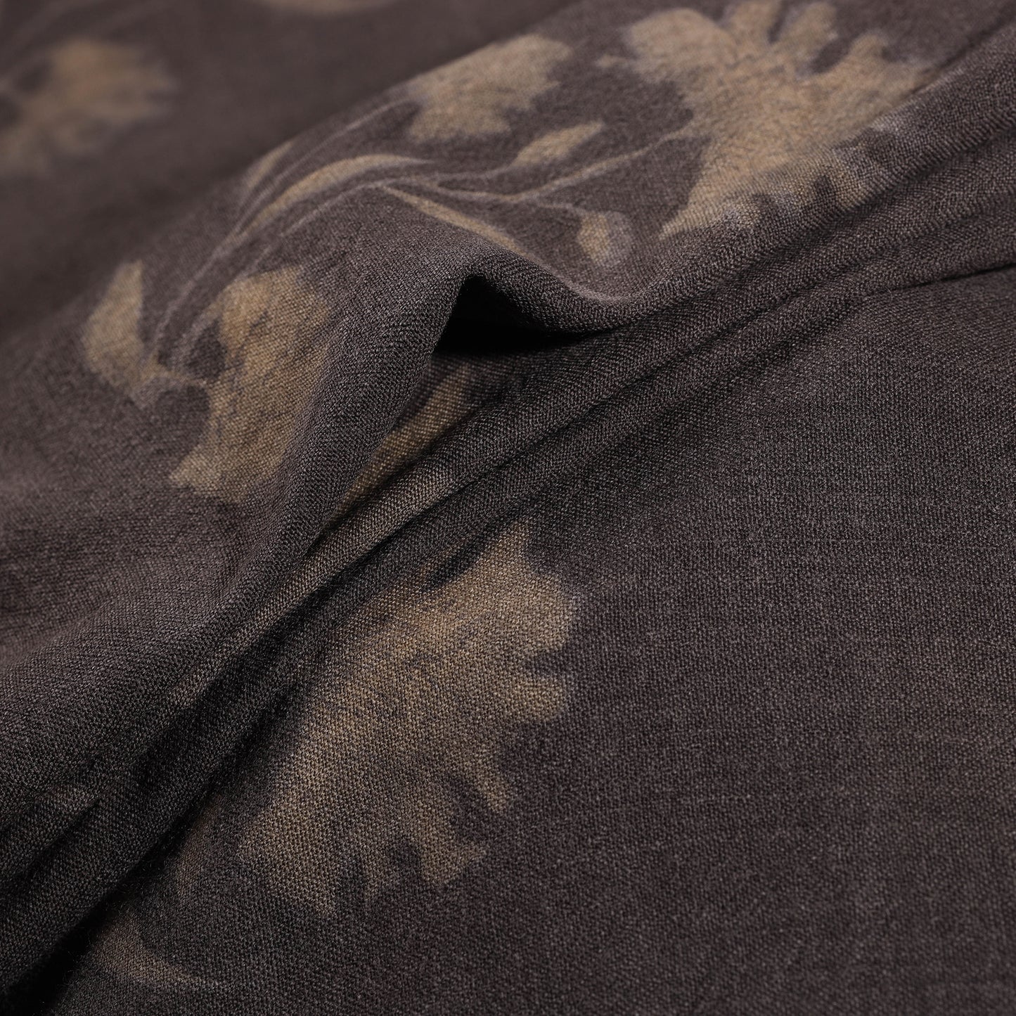 Black - Pure Handwoven Merino Wool Fabric in Akola Block Prints 04