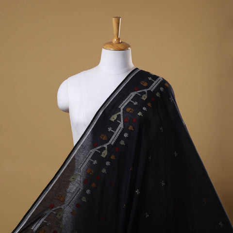 Black - Srikakulam Jamdani Thread Buti Pure Handloom Cotton Fabric