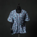 Blue - Hand Block Batik Print Cotton Kaftan (Short) 43