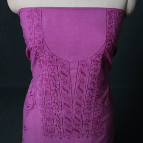 Hand Embroidered Mul Cotton Chikankari Unstitched Kurta Material (2.8M) 01