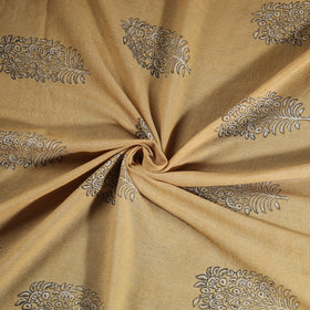 Yellow - Pure Handwoven Merino Wool Fabric in Akola Block Prints 03