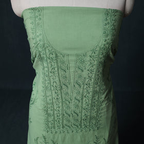 Hand Embroidered Mul Cotton Chikankari Unstitched Kurta Material (2.8M) 02