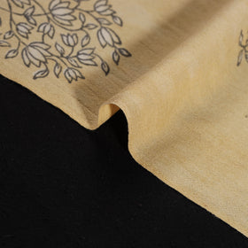 Beige - Pure Handwoven Merino Wool Fabric in Akola Block Prints 01