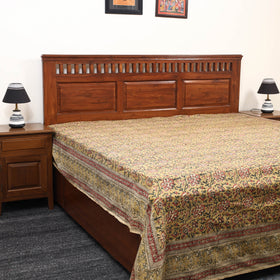 Block Print Cotton Double Pedana Kalamkari Bed Sheet