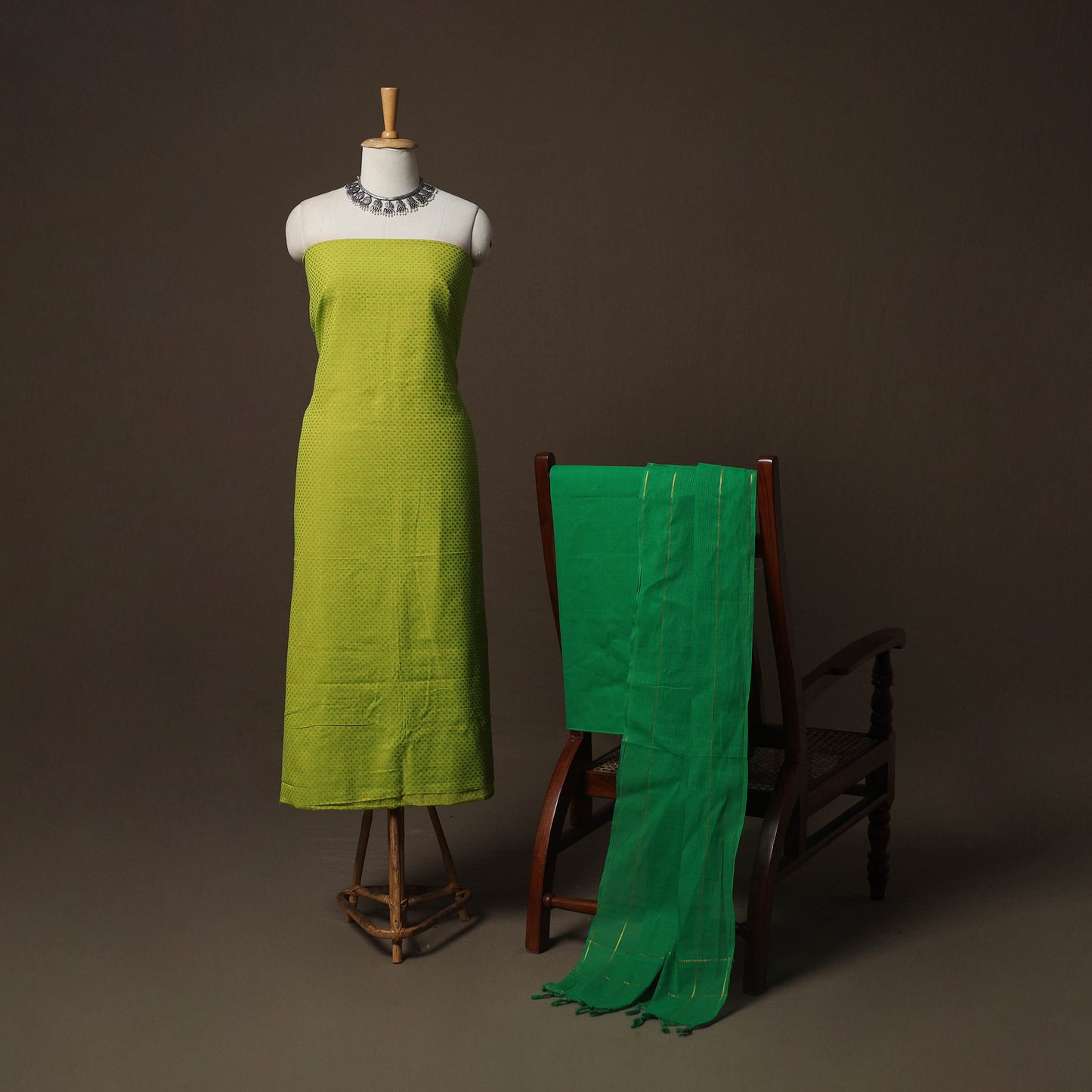Jacquard Woven Pure Cotton 3pc Unstitched Dress Material Suit Set 45