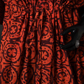 Red - Hand Block Batik Print Cotton Kaftan (Short) 46