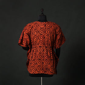Red - Hand Block Batik Print Cotton Kaftan (Short) 46
