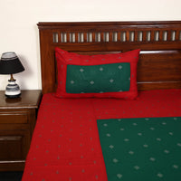 Red - Jacquard Patchwork Cotton Double Bed Cover with Pillow Covers (108 x 83 in) 24