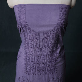 Hand Embroidered Mul Cotton Chikankari Unstitched Kurta Material (2.75M) 06