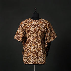 Brown - Hand Block Batik Print Cotton Kaftan (Short) 48