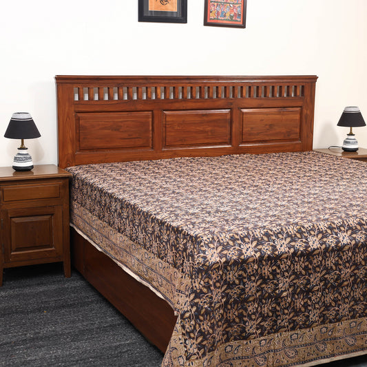 Brown - Pedana Kalamkari Block Printed Cotton Double Bed Cover (111 x 91 in) 20