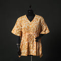 Yellow - Hand Block Batik Print Cotton Kaftan (Short) 50