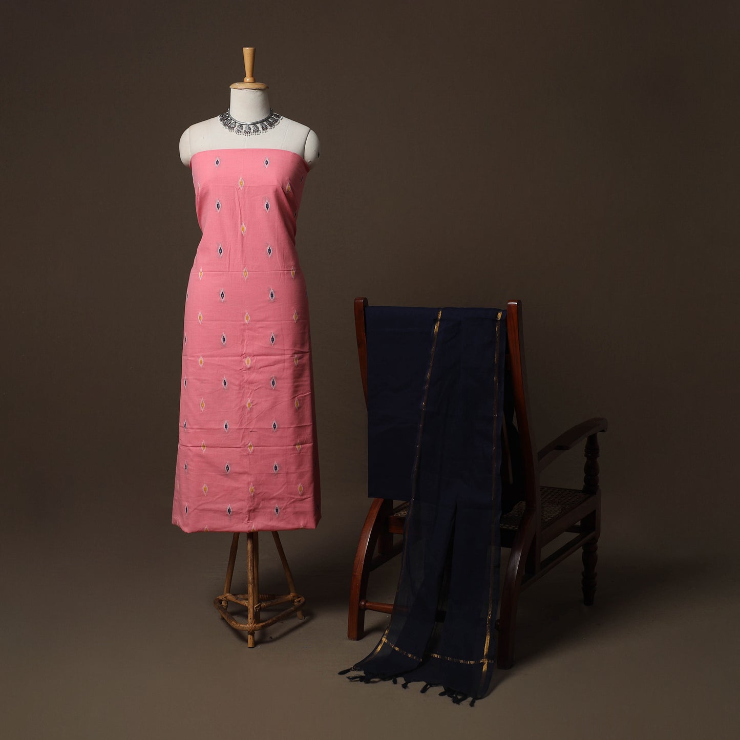 Jacquard Woven Pure Cotton 3pc Unstitched Dress Material Suit Set 50