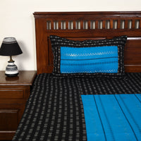 Black - Jacquard Patchwork Cotton Double Bed Cover with Pillow Covers (108 x 83 in) 10