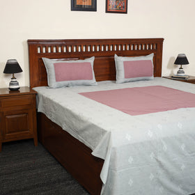 Grey - jacquard patchwork cotton double bed cover