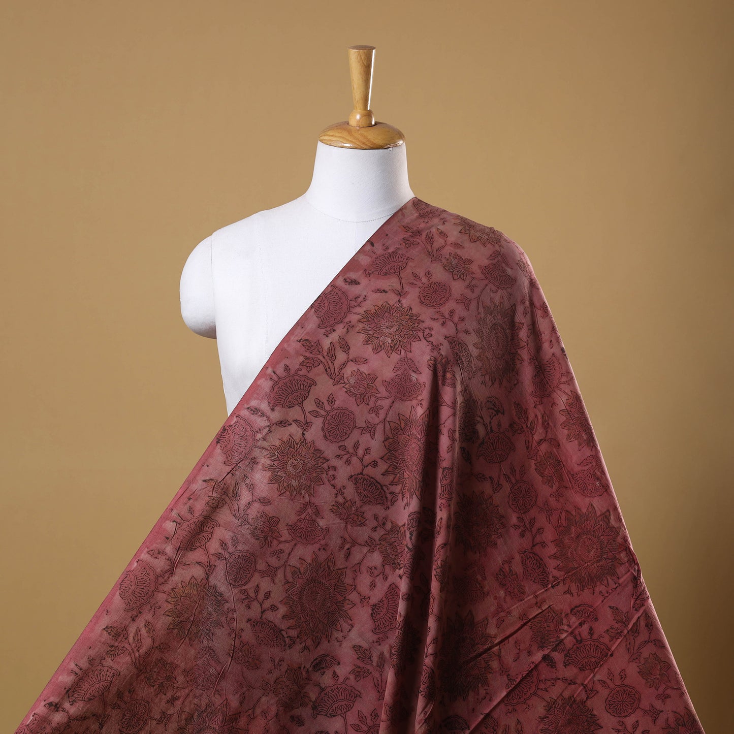Red Natural Dyed Bagru Ajrakh Dabu Print Fabric