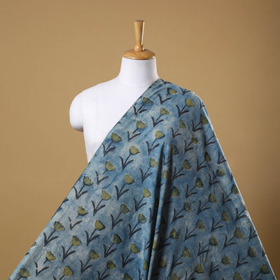 Blue Natural Dyed Bagru Ajrakh Dabu Print Fabric