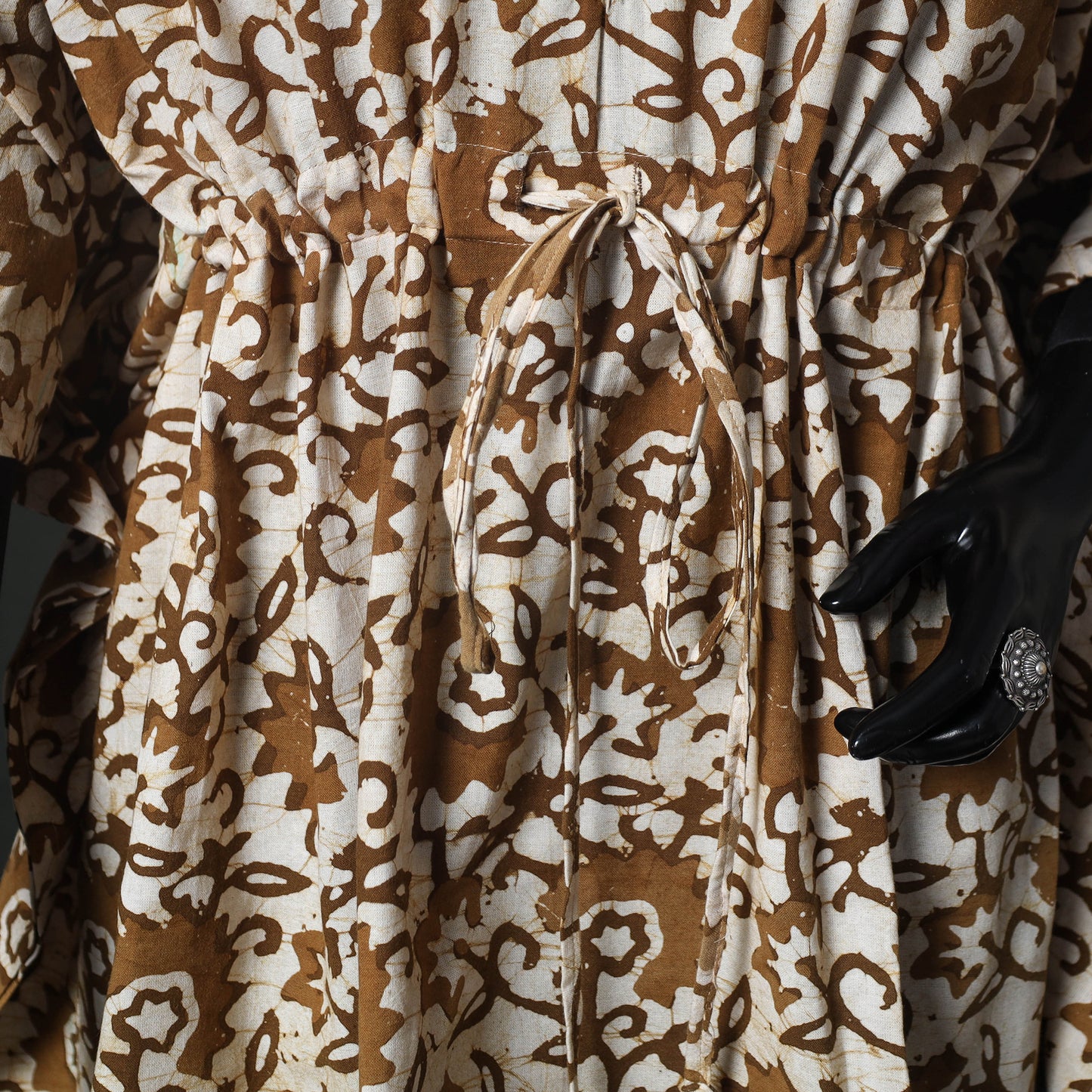 Brown - Hand Block Batik Print Cotton Kaftan (Short) 53