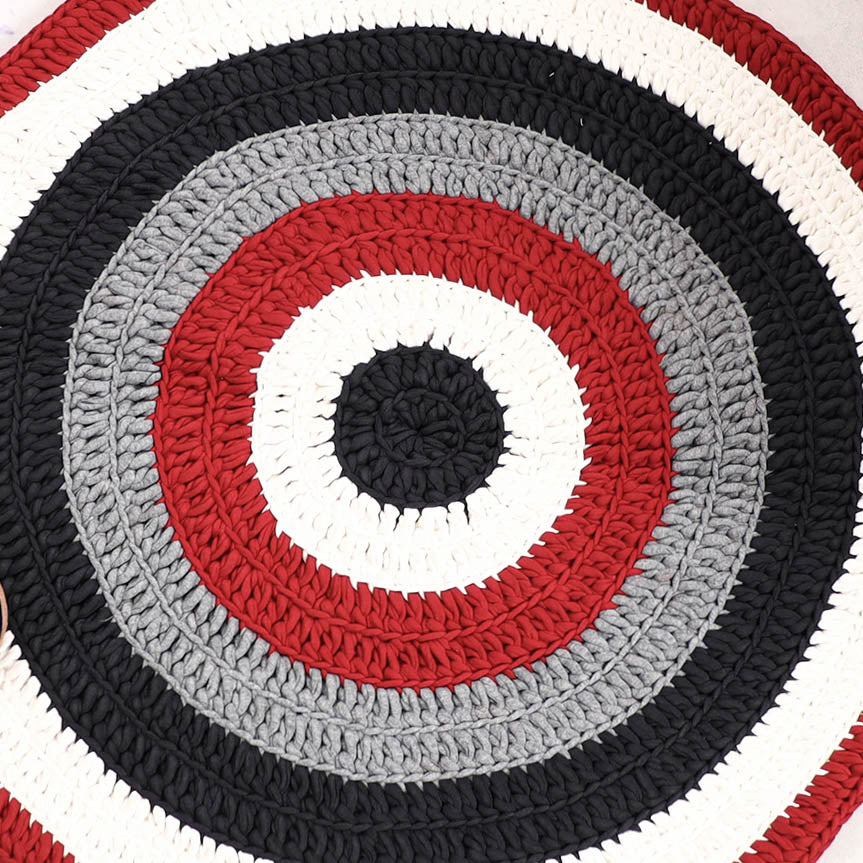 Crochet Work Upcycled Cotton Carpet / Rug (28 x 28 in)