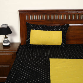 Black - jacquard patchwork cotton double bed cover