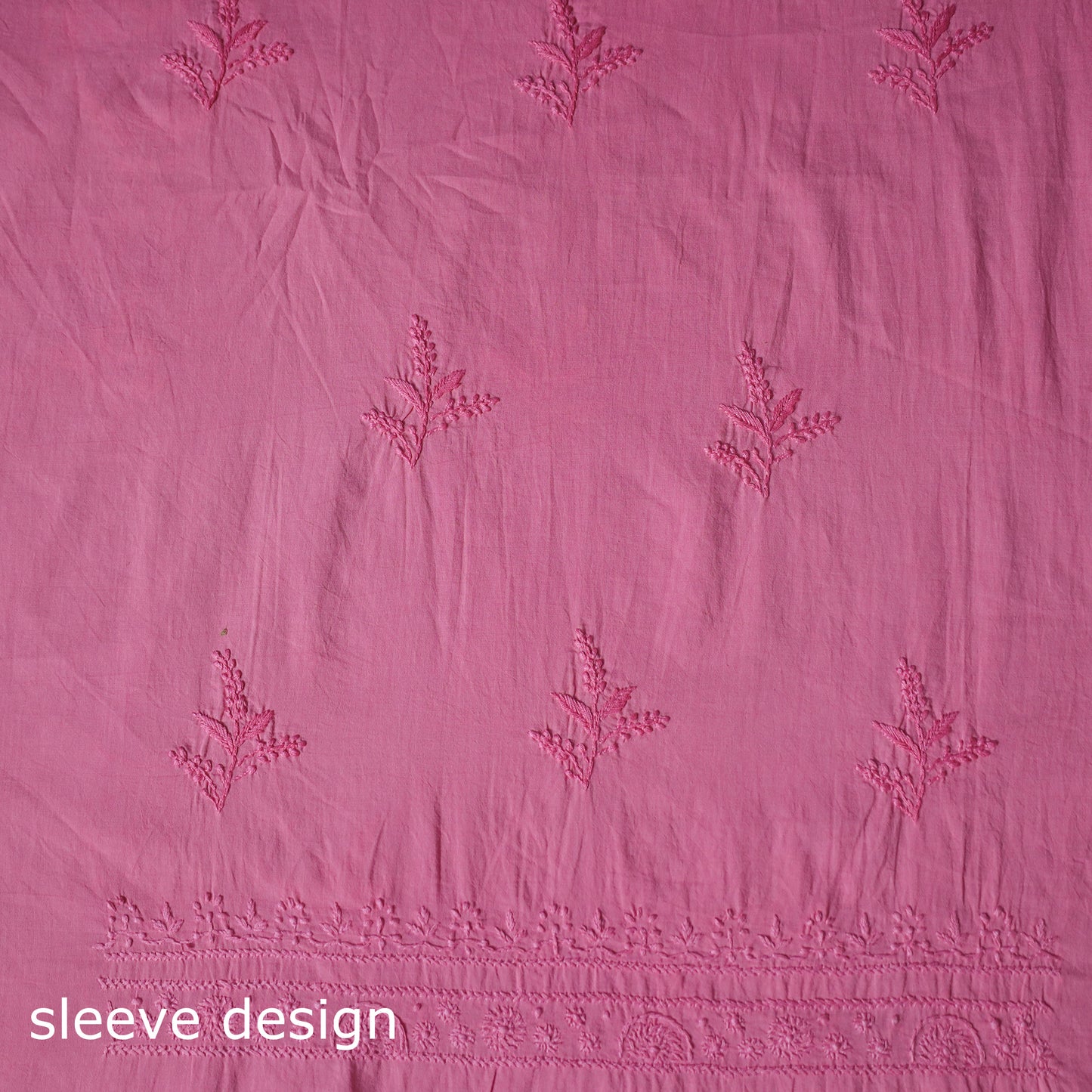 Hand Embroidered Mul Cotton Chikankari Unstitched Kurta Material (2.8M) 11
