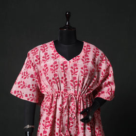 Pink - Hand Block Batik Print Cotton Kaftan (Short) 55