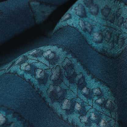 Blue - Pure Wool Handloom Special Akola Hand Block Printed Fabric