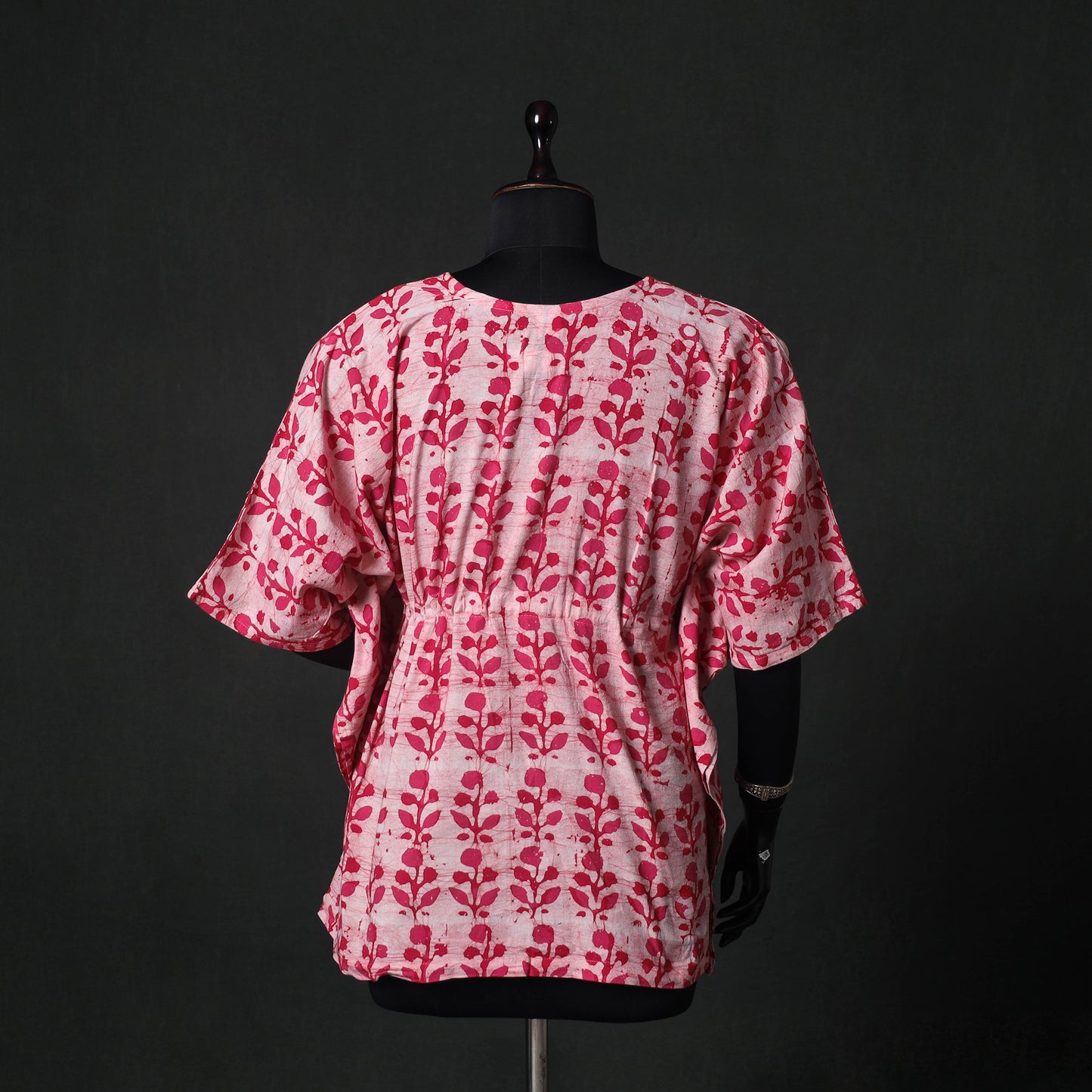 Pink - Hand Block Batik Print Cotton Kaftan (Short) 55
