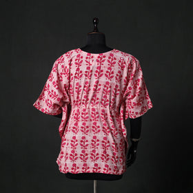 Pink - Hand Block Batik Print Cotton Kaftan (Short) 55