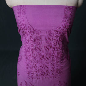 Hand Embroidered Mul Cotton Chikankari Unstitched Kurta Material (2.7M) 12