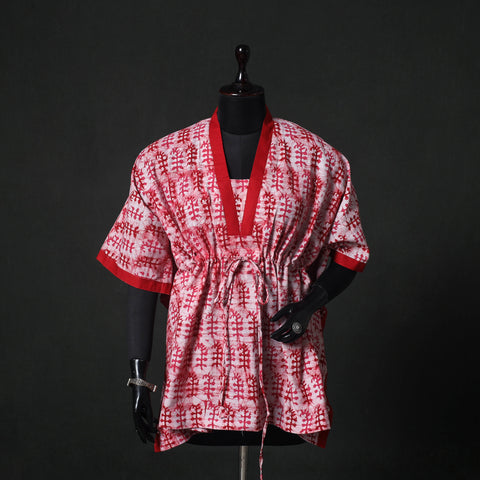 Pink - Hand Block Batik Print Cotton Kaftan (Short) 56