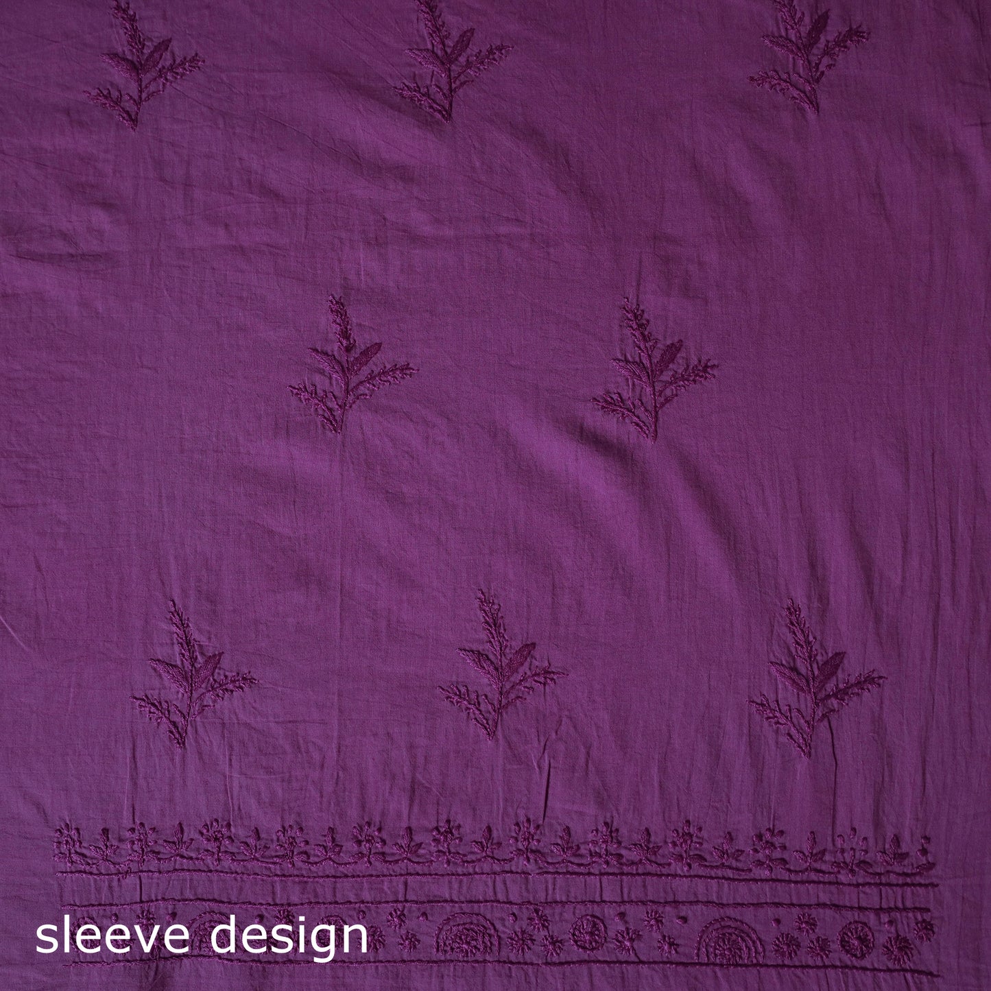 Hand Embroidered Mul Cotton Chikankari Unstitched Kurta Material (2.7M) 12