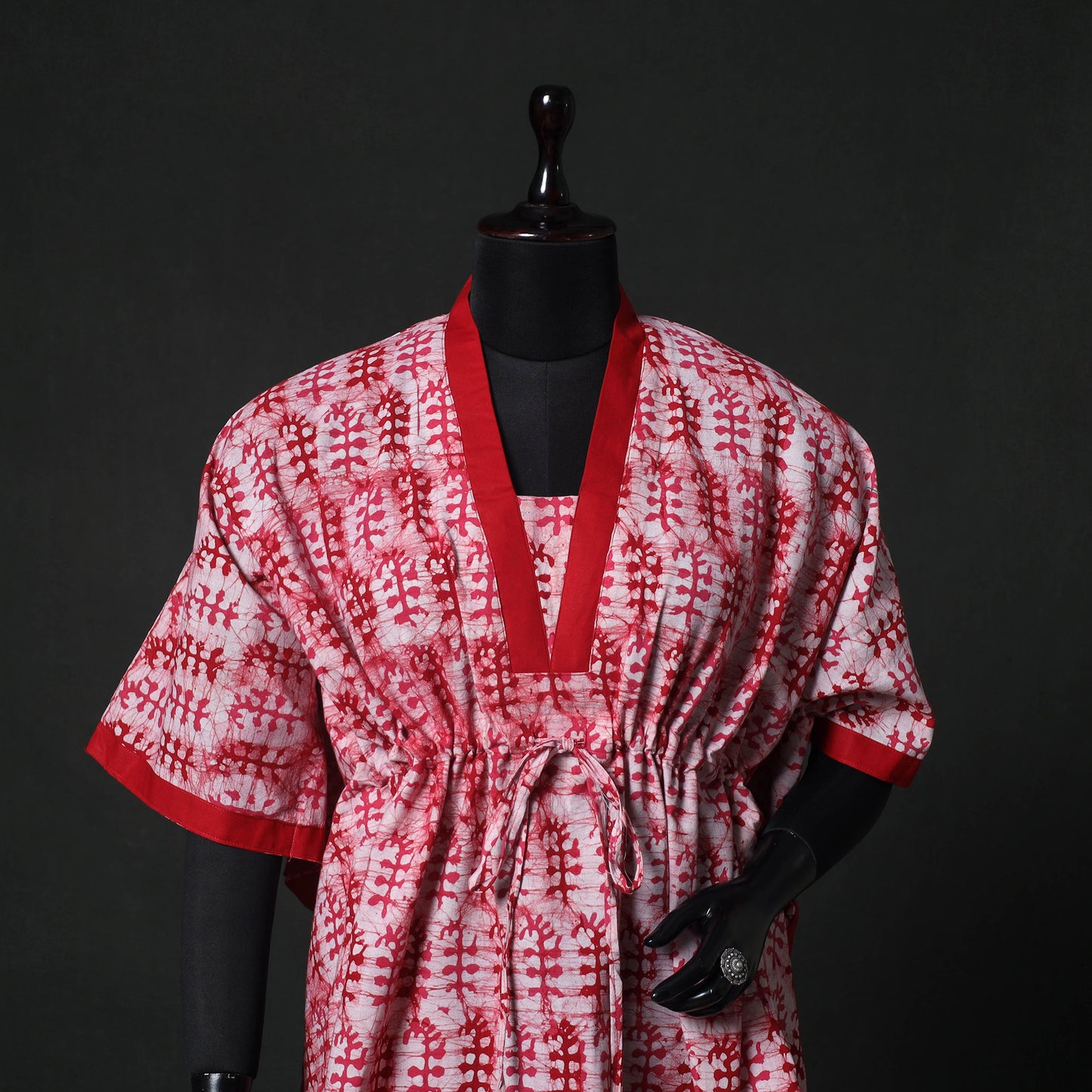 Pink - Hand Block Batik Print Cotton Kaftan (Short) 56