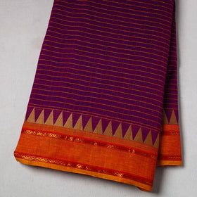  Cotton Purple Kanchipuram Fabric with Thread Border