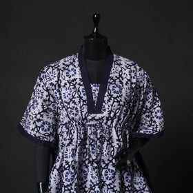 Blue - Hand Block Batik Print Cotton Kaftan (Short) 57