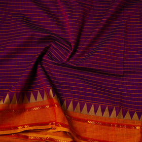  Cotton Purple Kanchipuram Fabric with Thread Border