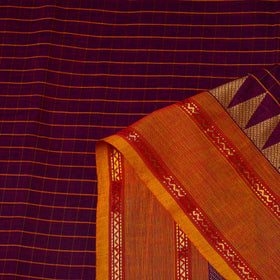  Cotton Purple Kanchipuram Fabric with Thread Border