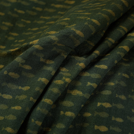 Green - Pure Wool Handloom Special Akola Hand Block Printed Fabric