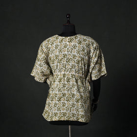 Green - Hand Block Batik Print Cotton Kaftan (Short) 58
