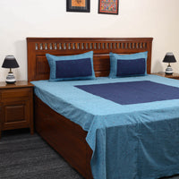 Blue - Jacquard Patchwork Cotton Double Bed Cover with Pillow Covers (108 x 83 in) 33